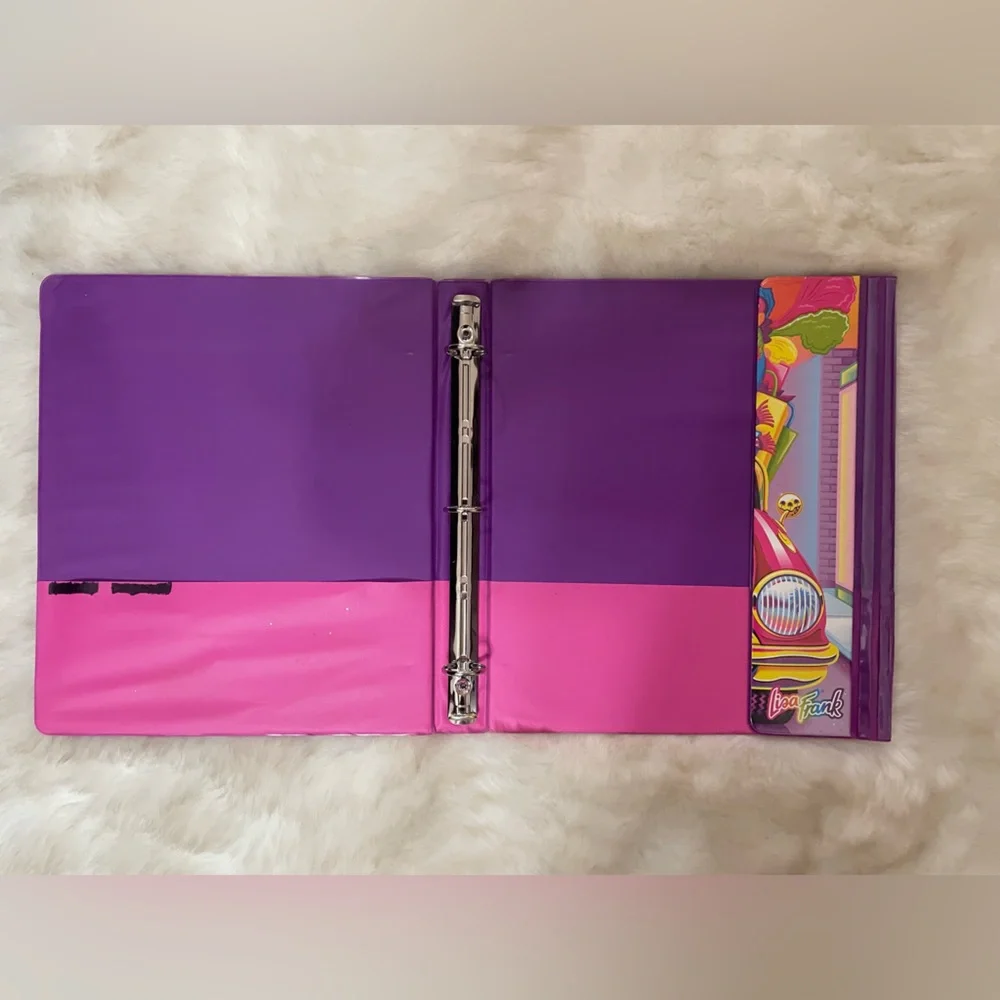 Lisa Frank Vintage Binder Cat Car MeowDeo Organizer Paper Holder